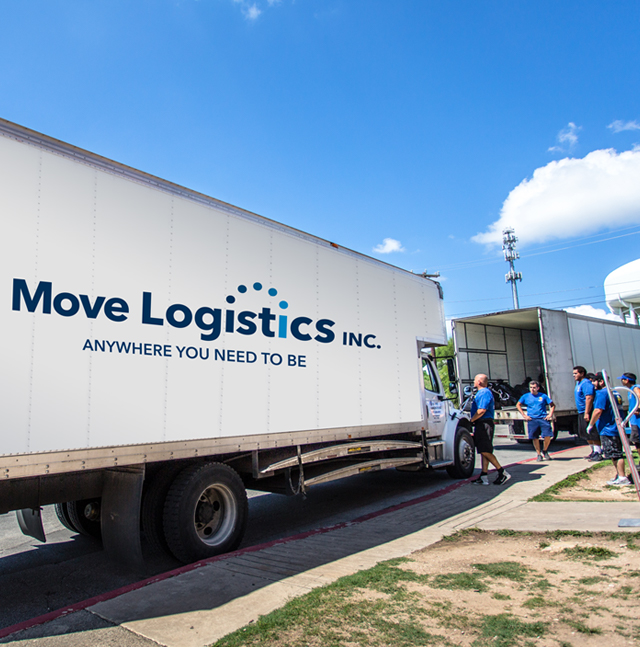 Texas professional moving crew unloading storage truck