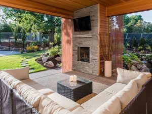 couch table tv outside living area