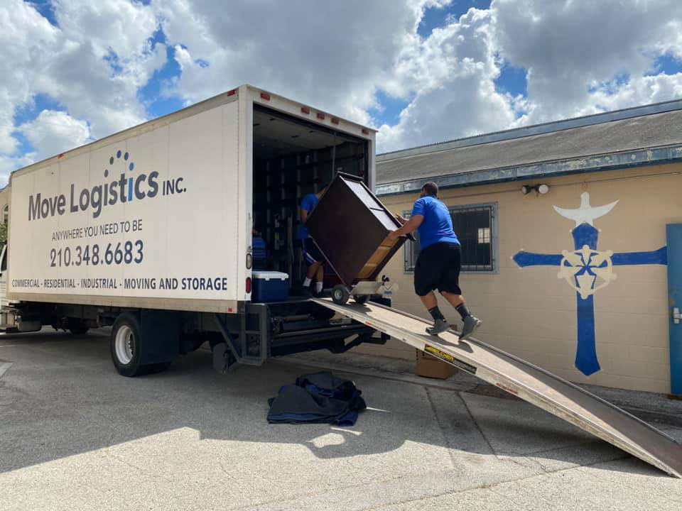Image of Move Logistics moving crew loading dorm furniture for Our Lady of The Lake University in San Antonio, TX